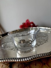 40 PCS WEDDING/PARTY INDIV GLASS NUT CUPS, DAINTY SILVER ROSE PATTERN