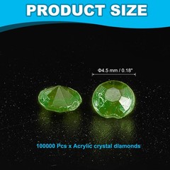 10000 Pcs Acrylic Wedding Table Diamonds 4.5 mm Crystals Gems Olive Green