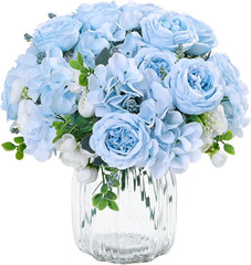 2 Packs Peonies Artificial Flowers, Blue Artificial Peonies, Silk Peonies Flo…