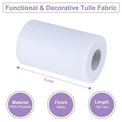 White Tulle Fabric Rolls 6 Inch by 100 Yards (300 feet) Tulle Roll Spool Fabr…