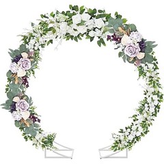 Metal Arch for Ceremony,6.5 Feet Double Round Backdrop Stand,Circle white