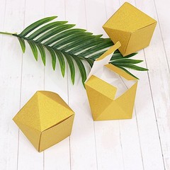 25 Glittered 4″ Geometric Favor Boxes Gift Holders Wedding Party Decorations