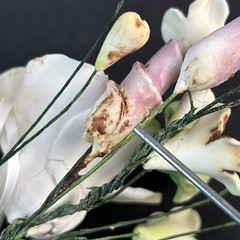 Vintage Porcelain Flowers on Wire Wedding Corsage Pink Handcrafted Unique