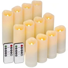 12 Pc LED Candles Flickering Flameless Candles with Remote & Timer Ivory White