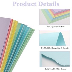 100 Sheets Pastel Cardstock Thick Paper, 5 Colors 8.3 x 11.7 inches,