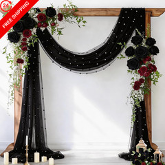 Socomi Pearl Table Runner Black Summer Wedding Arch 19ft X 1pc Drape,