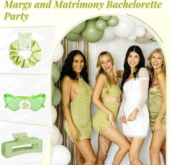24 Pcs Matrimony Bachelorette Party Bridesmaid Hair Pieces Glasses Green