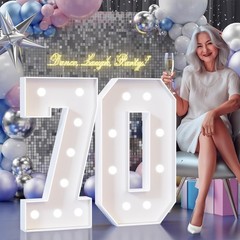 Colorful Marquee Numbers 3FT, Light Up Numbers 70 for 70th Birthday Decoratio…