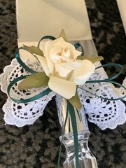 Vintage Wedding Cake Serving Set~Faux Crystal & White Roses~Vintage Wedding