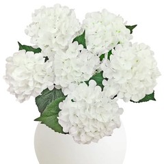 6PCS Hydrangea Artificial Flowers, Bulk Silk Fake Flower with Stems, Faux White