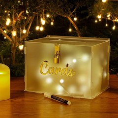 Frosted Acrylic Wedding Card Box with Lock DIY Gift Card Box for Wedding Rece