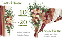 Deluxe Wedding Arch Flowers & Drapes Kit – 5 Pcs Sunset Terracotta & Burgundy
