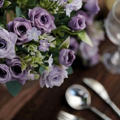 LAVENDER 4 Bushes 12″ Silk Roses Artificial FLOWERS Bouquets Home Decorations