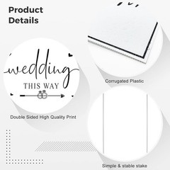 Double-Sided Wedding Directional Signs Weather-Resistant Easy Setup Elegant New