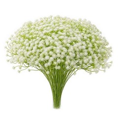 60 Pcs Bulk Long Stem Artificial Baby’s Breath, White Faux Gypsophila Flowers
