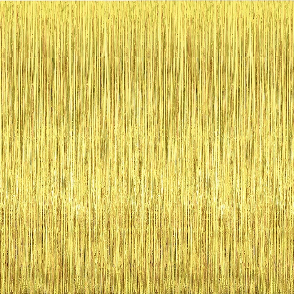 2 Pcs 3.2ft x 8.2ft Shiny Gold Metallic Tinsel Foil Fringe Curtains Photo Boo…
