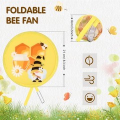Marsui 12 Pcs Bee Round Foldable Hand Fan Summer Happy Themed Colorful