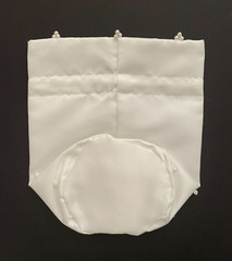 White SATIN POUCH BAG with BEADS Pearl Wedding Favor Guest BOMBONIERE