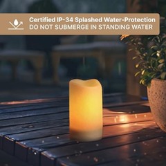 Outdoor Flameless Candles Waterproof, 2 Pack, 3×3 Ivory 3″ by 3″ – Set of 2