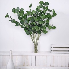 2 Green 40″ Artificial Eucalyptus Leaves Sprays Stems Party Events Decorations