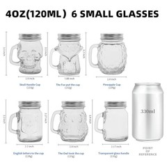 6 Pcs 4 oz Mini Mason Jar Mugs Mason Jar Mugs with Handles and Lids Small