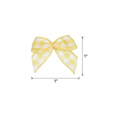100Pcs Mini Gingham Ribbon Bow 1″ Checkered Ribbon Bows Yellow and White