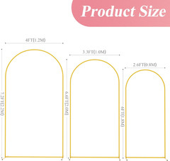 Gold Metal Arch Backdrop Stand Set of 3 for Weddings & Events