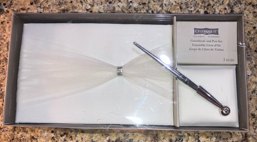 Celebrate It Wedding Guestbook and Pen 3 Piece Set NIB