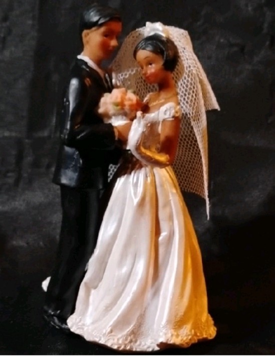 1950s Vintage MCM Couple Wedding Cake Topper Figurines Bride Groom Ceramic Decor