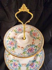 Minton B833 3 Tiered Tray Cake Dessert Stand Gold Handle