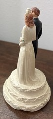 Vintage Chalkware Bride Groom Wedding Cake Topper Coast Novelty Mfg Co 1947