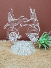Vintage Spun Glass Hummingbirds Figurine Wedding Cake Topper Murano Style Birds