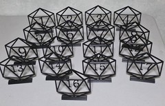 Wedding Table Numbers 1-17 3D Printed Black Dice D20 Shapped