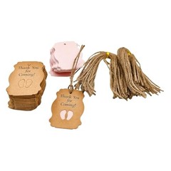 100pcs Baby Shower Tags Kraft Paper Gift Tag，Baby Feet Shower and Party Favors