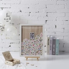 Rustic Wedding Guest Book Drop Top Frame, 100 Wooden Hearts, White Wood