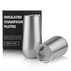 Sivaphe 2Pack Stemless Champagne Flutes Set 2 Count (Pack of 1), 2pack-Sliver