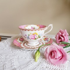 Royal Albert Gladiola Teacup and Saucer – Avon Shape, Crown China, 1950s Floral