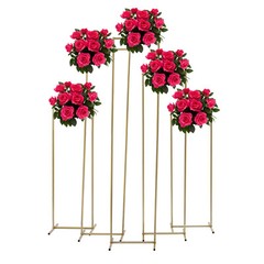 5-Piece Gold Steel Floral Stand Set Multi-Height Backdrop for Weddings