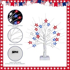 8″ 4th of July Patriotic Decorations Tree with 24 LED Red White Blue Star 1