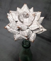 Handmade Paper Flower on stem (Gray Pattern No.6) for Wedding, St. Valentine’s