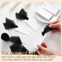 50 PCS Black Name Place Cards Table Setting Blank Ribbon 1.57×3.54 Inch