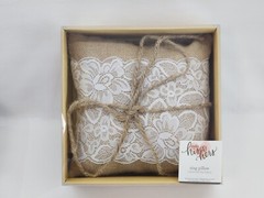 Burlap White Lace Ring Bearer Pillow Rustic Farmhouse Country Wedding Ceremony