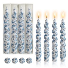 Gedengni Spiral Candle Sticks Printed Candlestick,Set of 4 Long 2D4T-BLUFLW