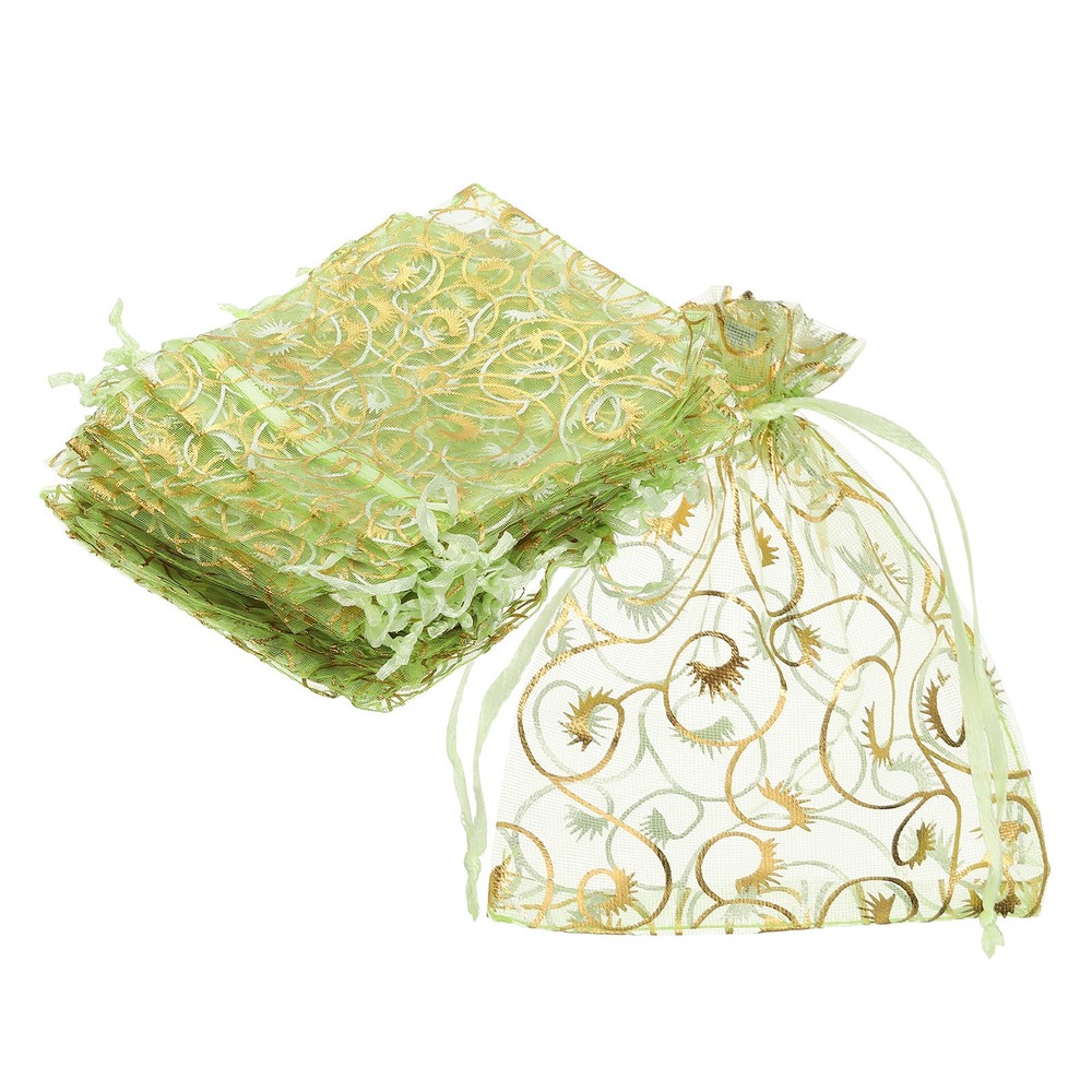 100Pcs Organza Bags 2.8×3.5 Inch Candy Bags Mesh Bag Jewelry Bag Light Green