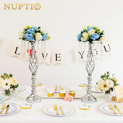 2 Pcs Silver Wedding Centerpieces Flower Stand, 21.7In/55Cm Height Wedding Road