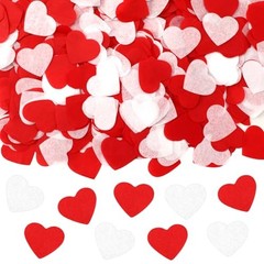 Red and White Heart Confetti, Valentine’s Day Paper Confetti Romantic Love