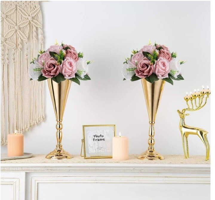Pink White Rose Floral 10” Centerpieces Set Of 2