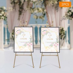 2pcs Golden Wedding Easel Stand Art Exhibition Show Gold Frame Display Stand