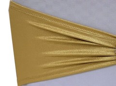 Metallic Gold, Spandex Stretch Chair Sashes Bow with Slider Buckle Wedding Party