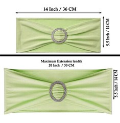 100 Sage Green Spandex Stretch Chair Sashes Bow with Slider Buckle Wedding Décor